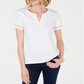 Camiseta feminina Charter Club de algodão com gola dividida, branca brilhante, tamanho XXL