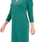 Vestido feminino com decote em V e zíper, cor verde-sequoia, tamanho XS, da coleção JM