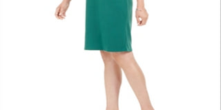 Vestido feminino com decote em V e zíper, cor verde-sequoia, tamanho XS, da coleção JM