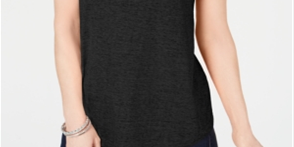 Blusa feminina estilo &amp; co com bolso no peito, preta, tamanho XS