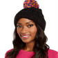 Gorro listrado com vários pompons de chenille feminino da INC International Concepts, preto, tamanho único
