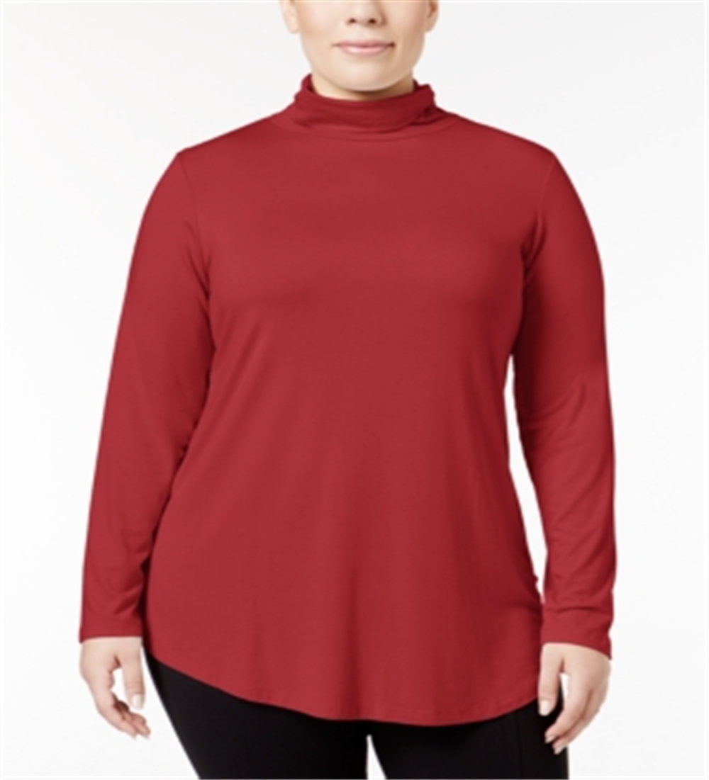 JM Collection Top feminino plus size gola alta vermelho tamanho 0X
