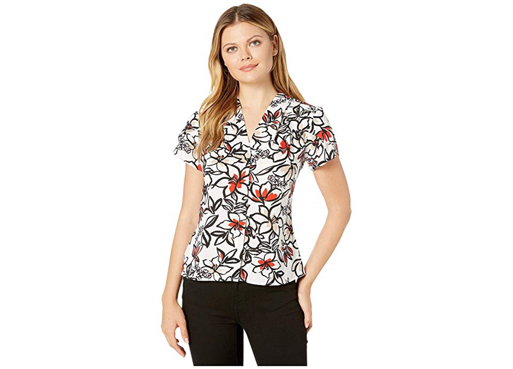 Blusa Calvin Klein Feminina Manga Flutter Branca Tamanho Médio