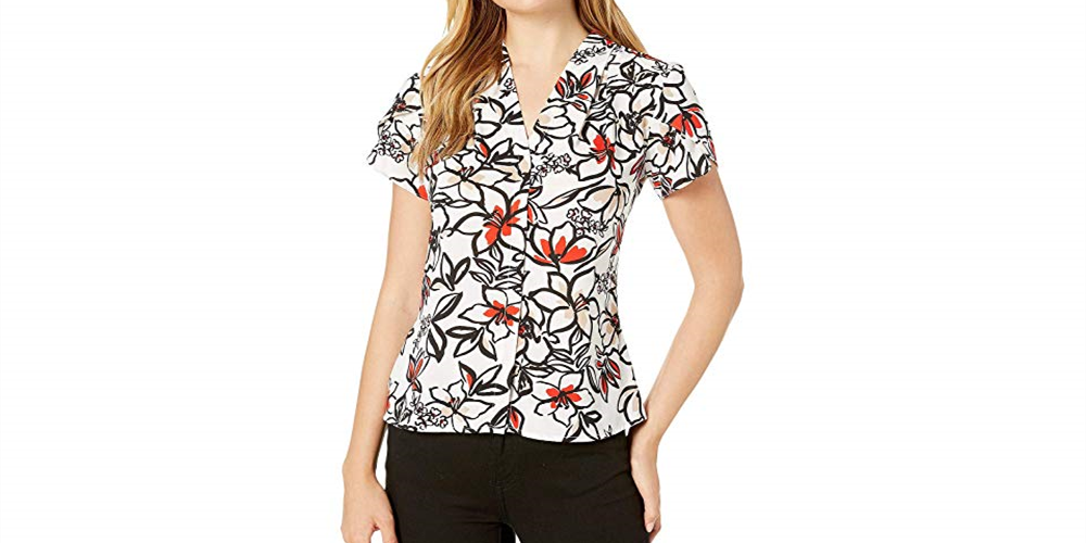 Blusa Calvin Klein Feminina Manga Flutter Branca Tamanho Médio