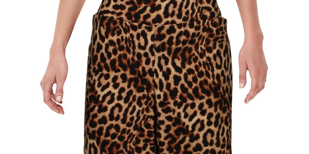 INC International Concepts Shorts femininos plus size com estampa animal elástica marrom tamanho 20W