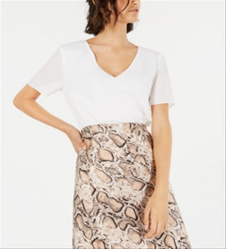 Blusa transparente feminina Leyden, manga curta, decote redondo, branca, tamanho P