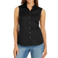 Blusa feminina Charter Club com botões frontais, preta, tamanho 14