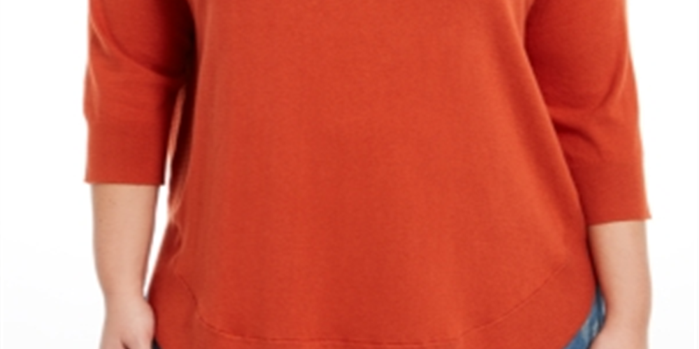 Suéter feminino plus size com cadarço e acabamento em chevron, laranja, tamanho 2X, da Style &amp; Co