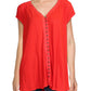 Blusa Peplum Feminina Manga Curta com Botões Free People Vermelha Tamanho P