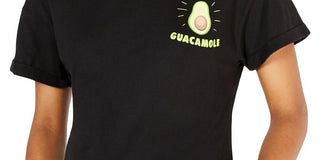 Camiseta Rebellious One Feminina Júnior Holy Guacamole Algodão Gráfico Preto Tamanho Grande