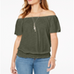 Top conversível ombro a ombro feminino Style &amp; Co, verde, tamanho pequeno
