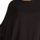 Blusa assimétrica plus size com decote canoa e manga comprida Ny Collection, preta, tamanho 2X