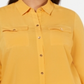 Camisa feminina plus size com botões frontais Charter Club, amarela, tamanho 0X