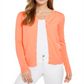 Cardigan feminino de manga comprida com botões frontais, rosa, tamanho GG, Charter Club