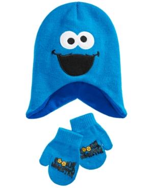 Conjunto de chapéu e luvas do Monstro dos Biscoitos da Vila Sésamo para crianças em várias cores, azul, tamanho 12 meses
