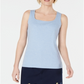 Karen Scott Blusa Feminina Gola Quadrada Algodão Azul Claro Mesclado Tamanho G