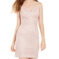 Vestido de festa feminino Morgan &amp; Co com alças finas brilhantes, decote em V acima do joelho, bodycon, rosa, tamanho 11