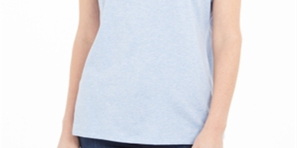 Camiseta feminina Karen Scott Keyhole azul tamanho pequeno