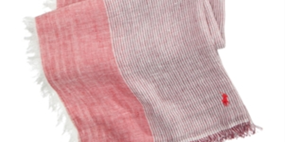 Polo Ralph Lauren Cachecol Retângulo Feminino Linho Listrado Vermelho Tamanho Único