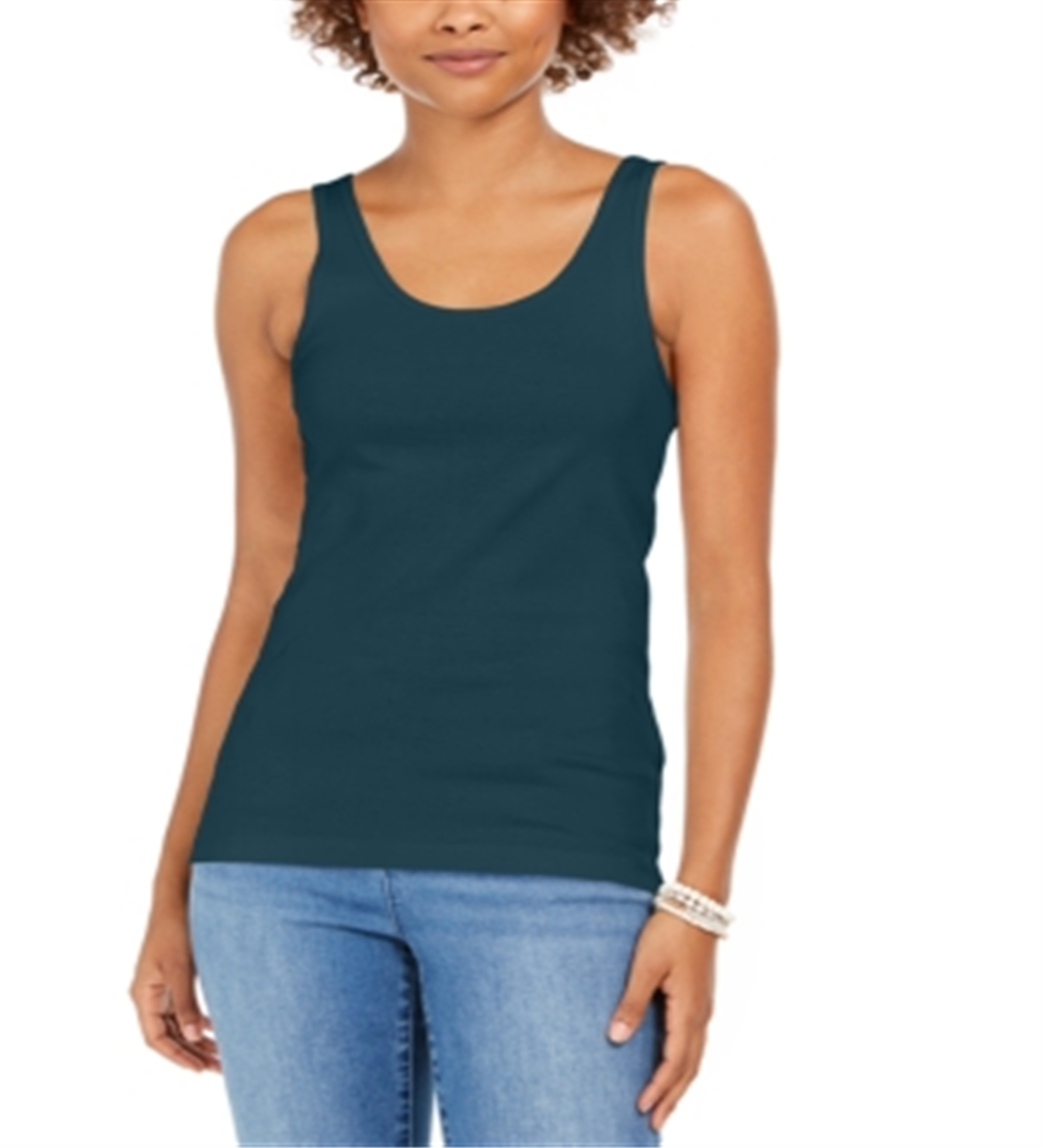 Regata feminina Style &amp; Co verde couve escuro tamanho XS