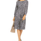 Vestido feminino Jessica Howard Petites MIDI estampado na altura do joelho, preto/marfim, tamanho 4 P