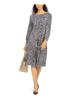 Vestido feminino Jessica Howard Petites MIDI estampado na altura do joelho, preto/marfim, tamanho 4 P