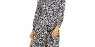 Vestido feminino Jessica Howard Petites MIDI estampado na altura do joelho, preto/marfim, tamanho 4 P