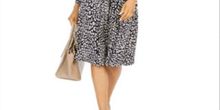 Vestido feminino Jessica Howard Petites MIDI estampado na altura do joelho, preto/marfim, tamanho 4 P