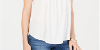 Regata feminina Charter Club Drapeada Swing Branca Tamanho Médio