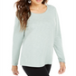 Blusa feminina de manga comprida e gola redonda, verde, tamanho XX-G