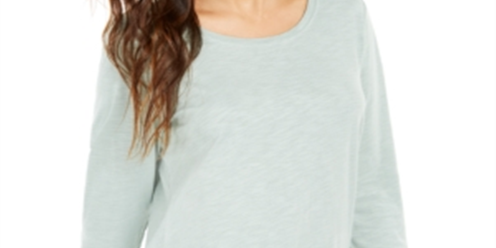 Blusa feminina de manga comprida e gola redonda, verde, tamanho XX-G
