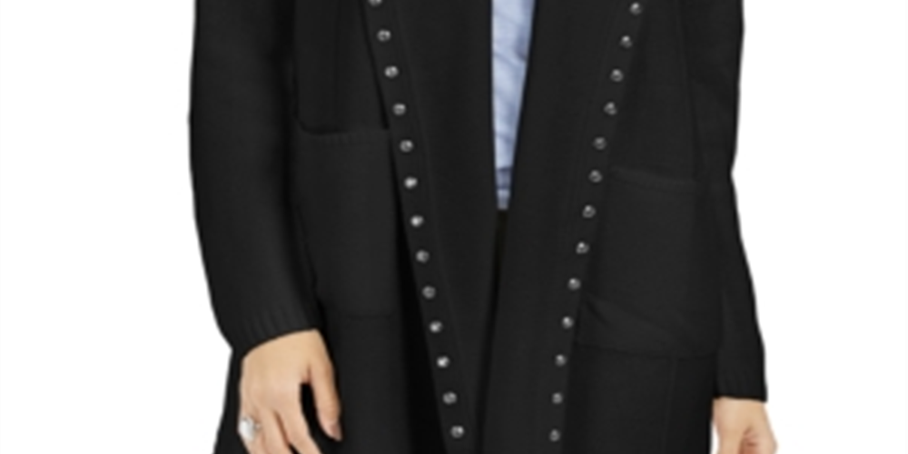 Cardigan feminino com capuz e tachas Style &amp; Co, preto, tamanho pequeno M