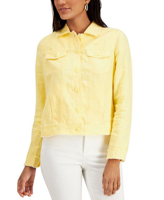 Camisa feminina Charter Club com botões e franjas, tamanho M