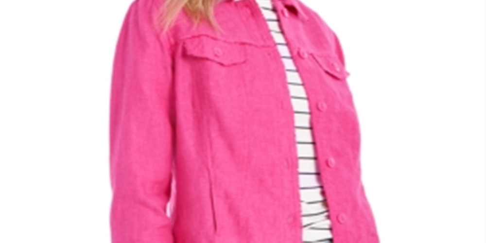 Camisa feminina Charter Club com botões e franjas, tamanho M