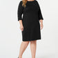Vestido feminino Karen Scott de algodão com decote canoa e tachas, preto, tamanho 0X