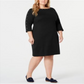Vestido feminino Karen Scott de algodão com decote canoa e tachas, preto, tamanho 0X
