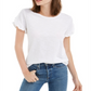 Blusa feminina Maison Jules com mangas franzidas, branca, tamanho 2XL