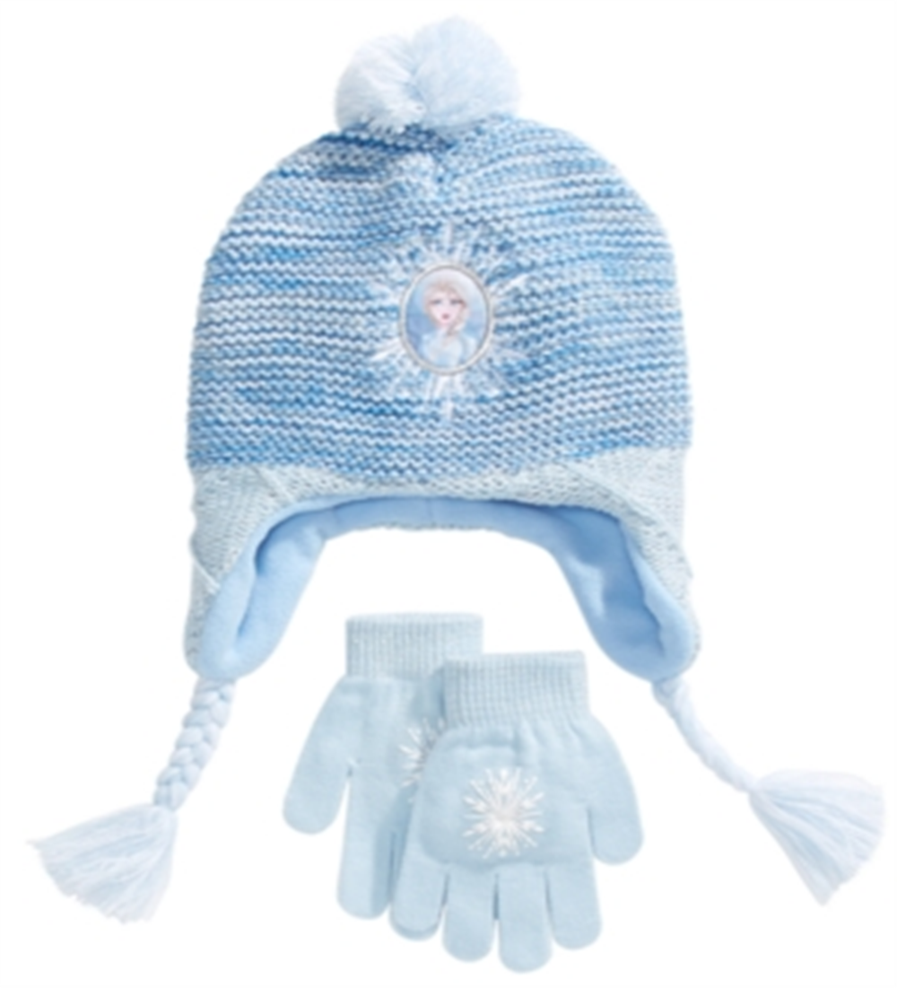 Conjunto de 2 peças de chapéu e luvas Elsa Heidi Frozen Big Girl, azul, tamanho único