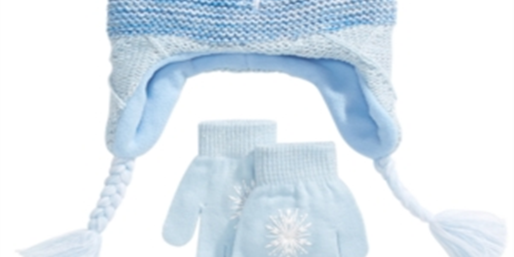 Conjunto de 2 peças de chapéu e luvas Elsa Heidi Frozen Big Girl, azul, tamanho único