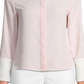 Anne Klein Women's First Blush/Anne White Women's Manga Longa Listrada CDC Oxford Top Rosa Tamanho Médio