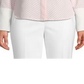 Anne Klein Women's First Blush/Anne White Women's Manga Longa Listrada CDC Oxford Top Rosa Tamanho Médio