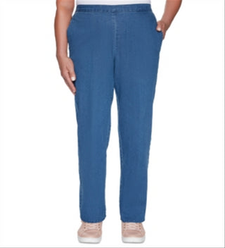 Alfred Dunner Women's Pearls of Wisdom Pull on Jeans Blue Size 24X4.5