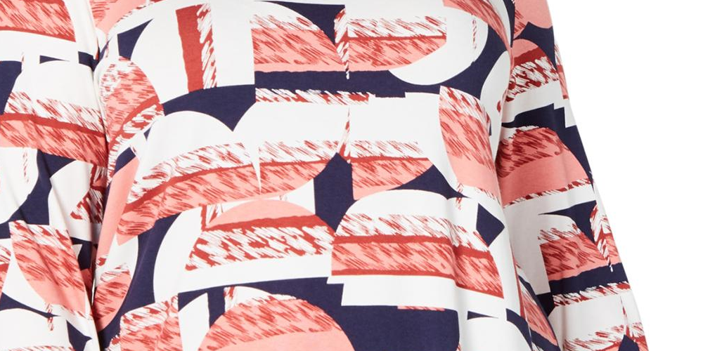 Blusa feminina estampada plus size manga comprida JM Collection vermelha tamanho 1X