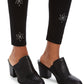 Leggings femininas estilo floco de neve com tachas pretas tamanho X-S
