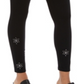 Leggings femininas estilo floco de neve com tachas pretas tamanho X-S