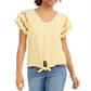 Blusa feminina com mangas ilhós e amarração frontal, amarela, tamanho XS, da Style &amp; Co