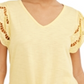 Blusa feminina com mangas ilhós e amarração frontal, amarela, tamanho XS, da Style &amp; Co