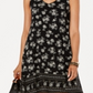 Vestido feminino com estampa floral e cruzado, preto, tamanho pequeno XL