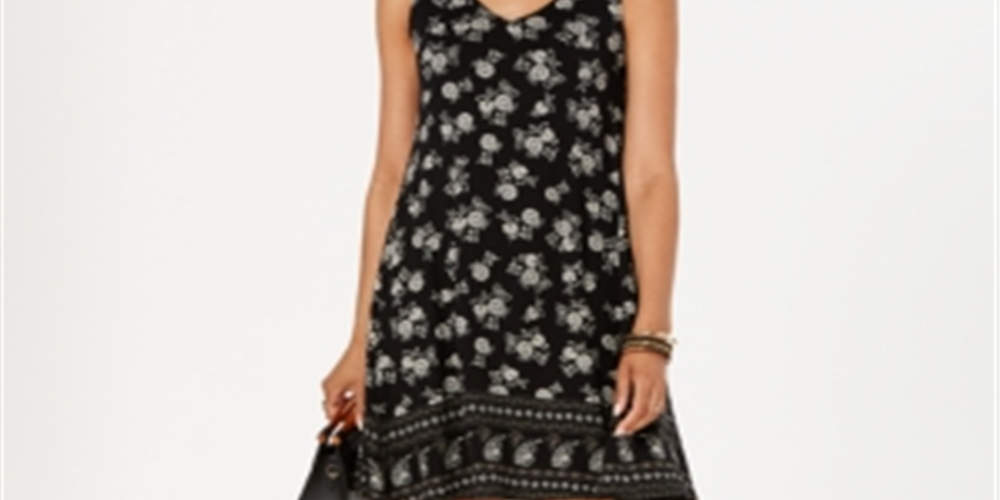 Vestido feminino com estampa floral e cruzado, preto, tamanho pequeno XL