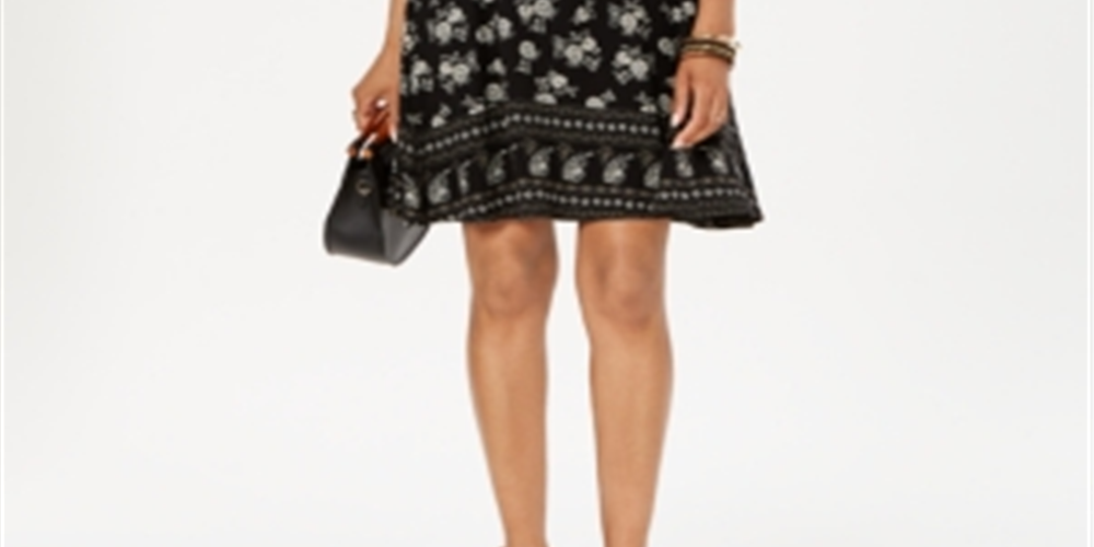 Vestido feminino com estampa floral e cruzado, preto, tamanho pequeno XL